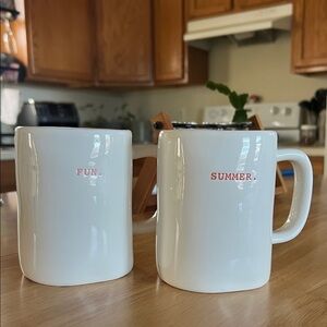 Rae Dunn White Mugs with Fun & Summer Text